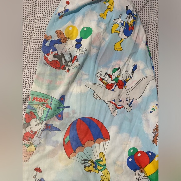 Vintage 80s Disney Mickey and Minnie Hot Air Balloon Twin Sheet - Picture 3 of 3